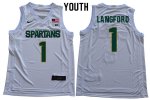 Youth Joshua Langford Michigan State Spartans #1 Nike NCAA 2020 White Authentic College Stitched Basketball Jersey QU50X37RE